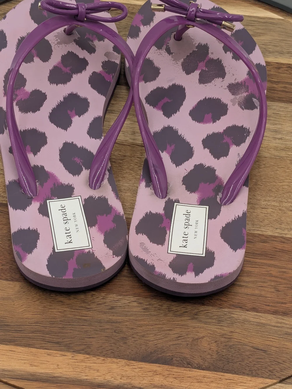 Kate Spade New York Pink Purple Leopard Bow Flip Flop Sandals Women's
